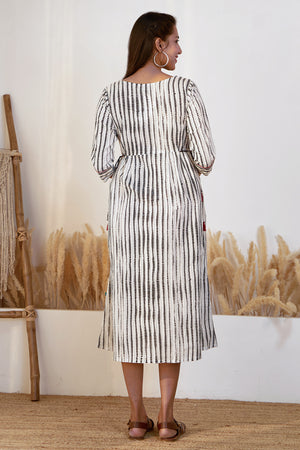 Printed Monochrome Maternity Kurta - Black