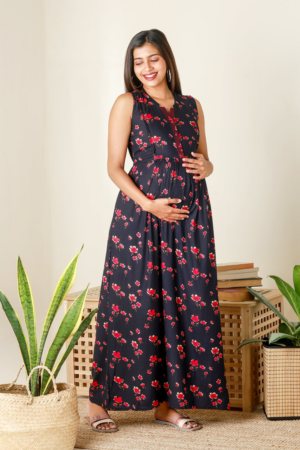 Buy Navy Contemporary Floral Printed Maternity Dress Maybell Maybell Womens Fashion