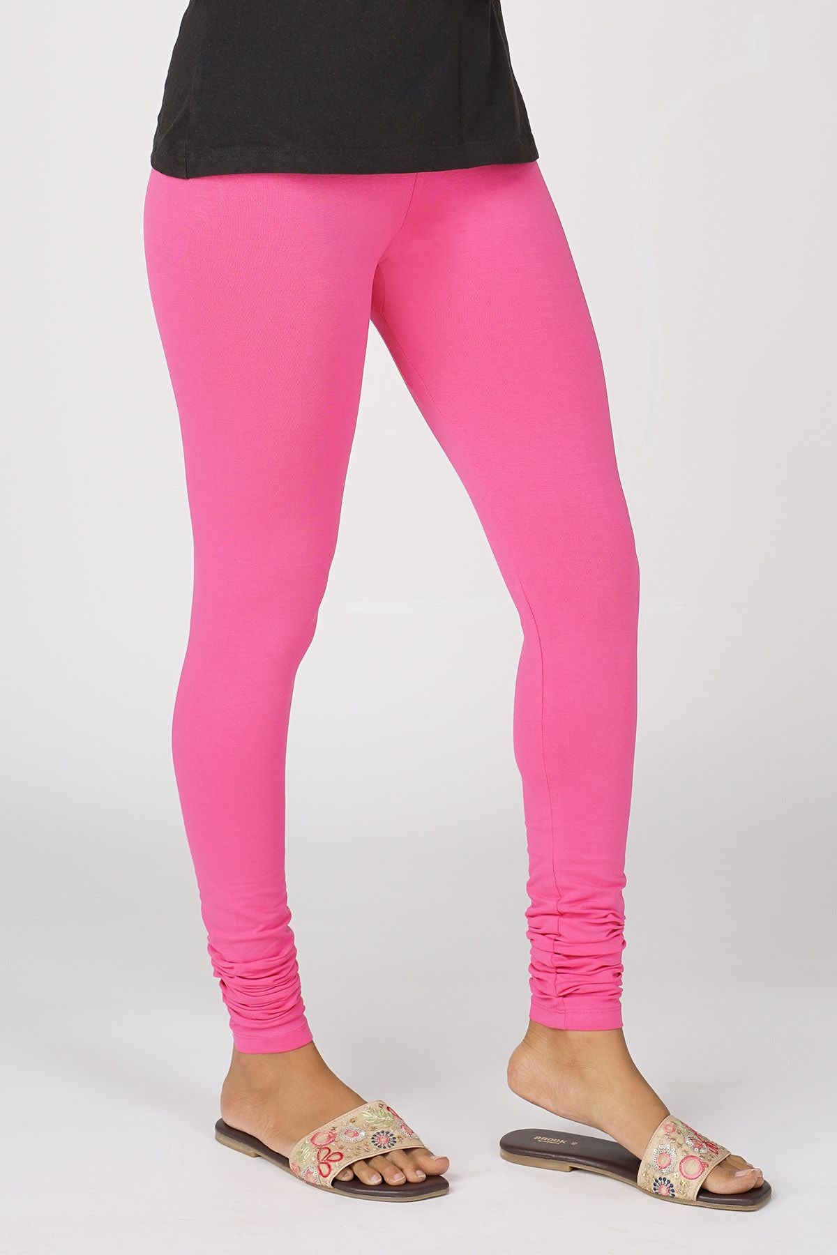 Buy Solid Cotton Pink Leggings for Women Maybell โ Maybell