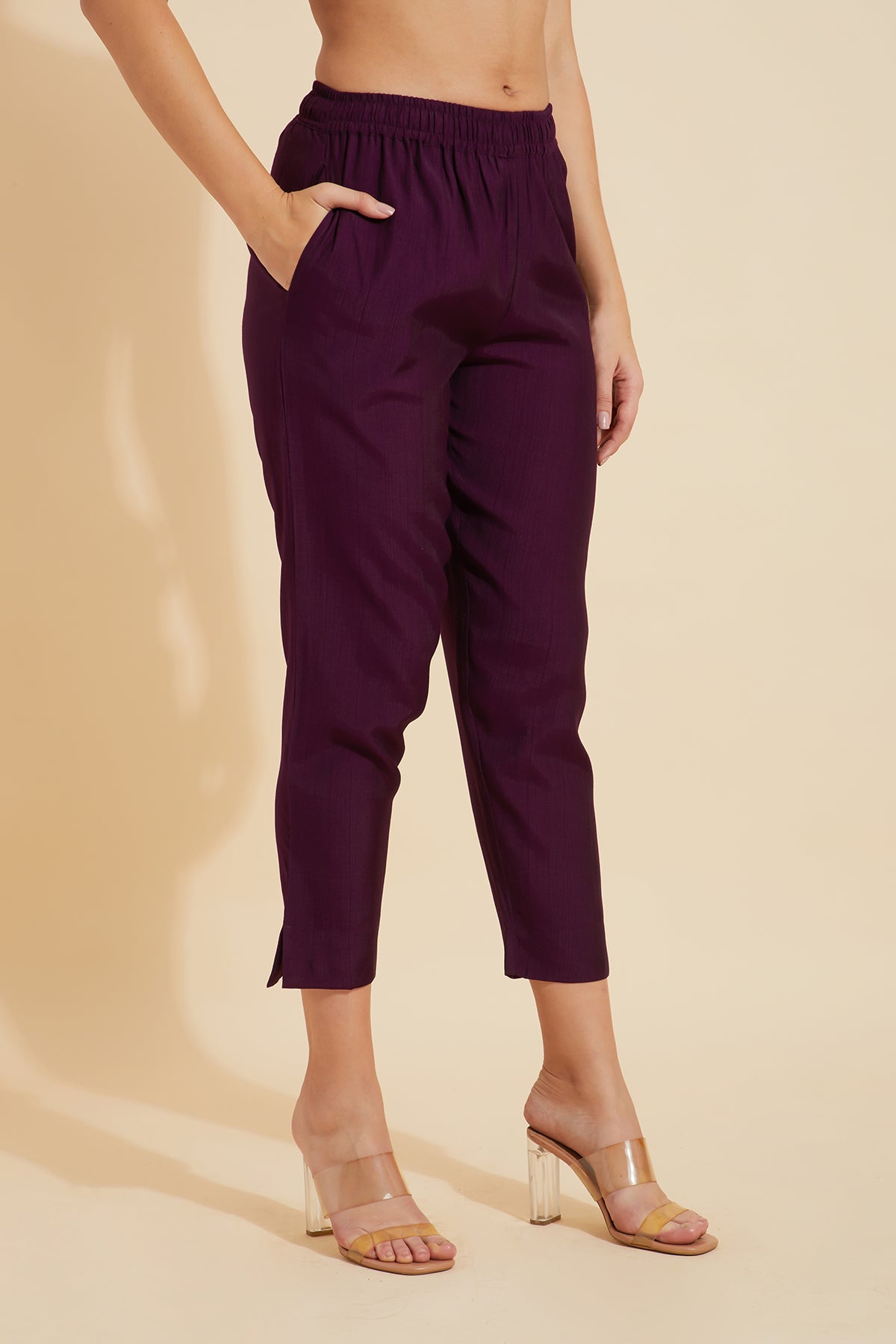 Solid Straight Pant - Purple