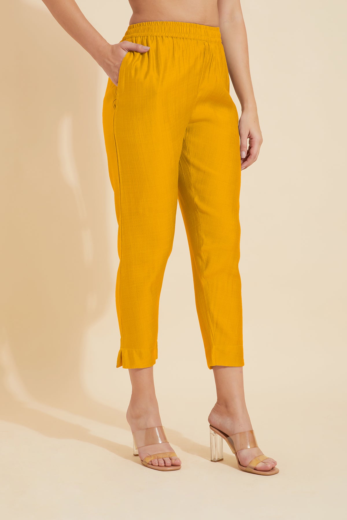 Solid Straight Pant - MUSTARD