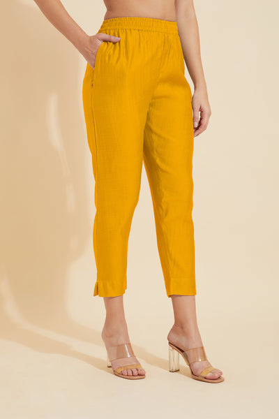 Solid Straight Pant Mustard
