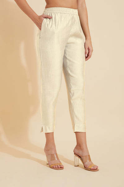 Solid Straight Pant - Beige