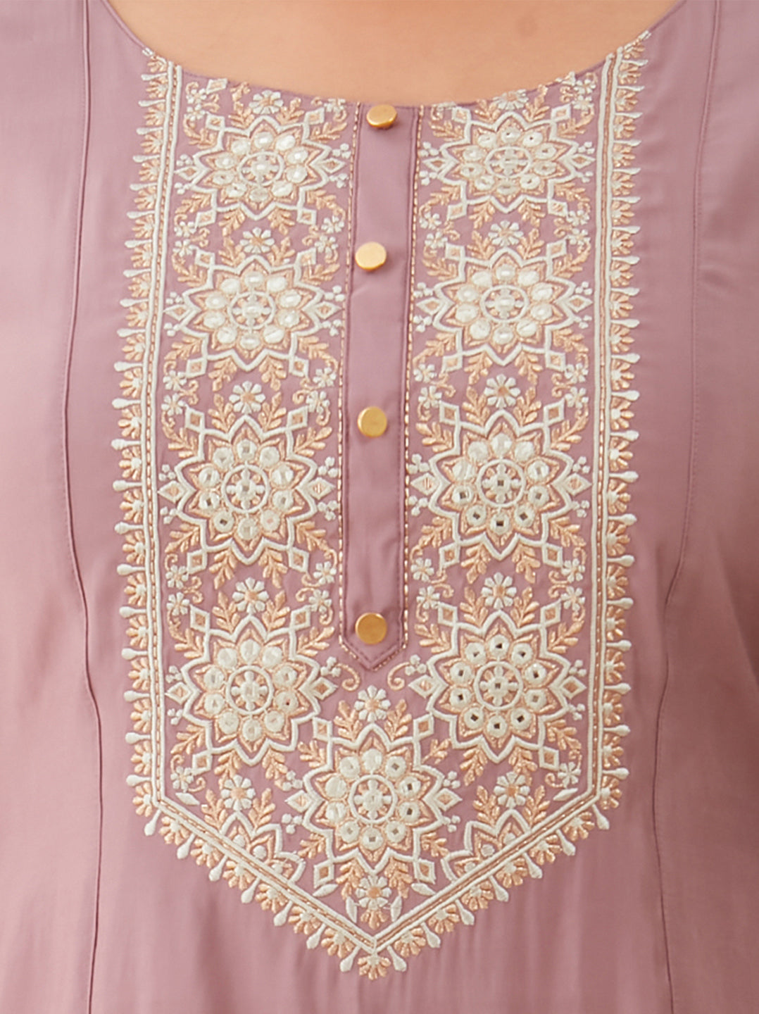 Mandala Embroidered With Foil Mirror Embellished Kurta Violet