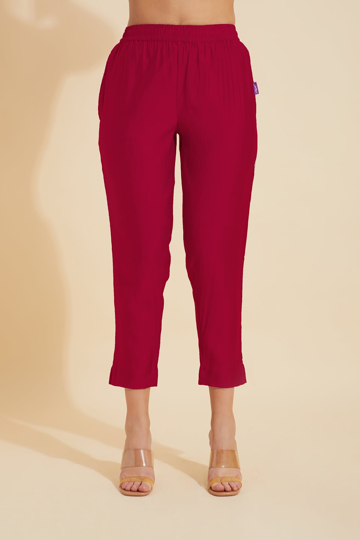 Solid Straight Pant Magenta