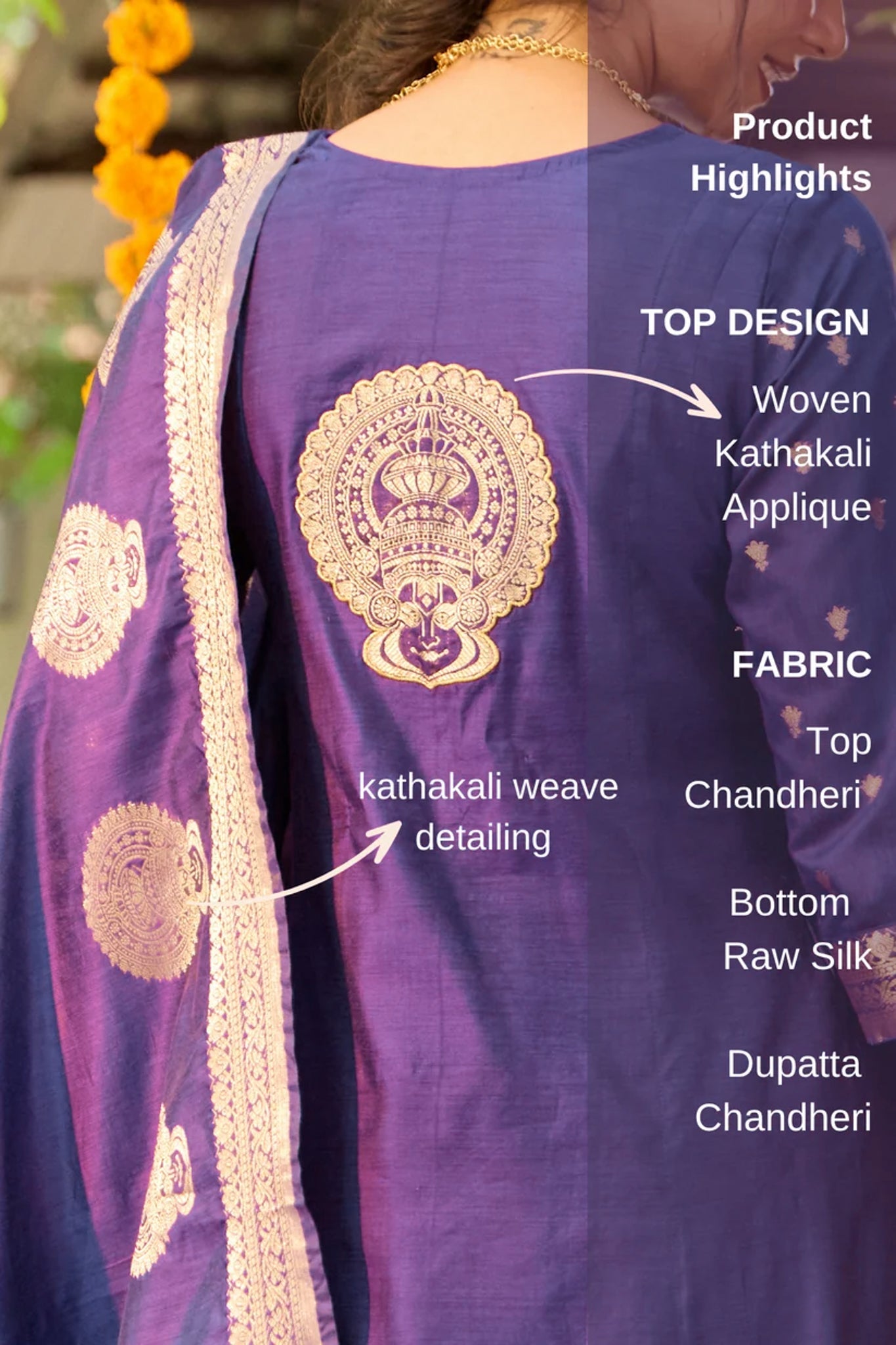 Woven Kathakali Purple Chanderi Kurtaset