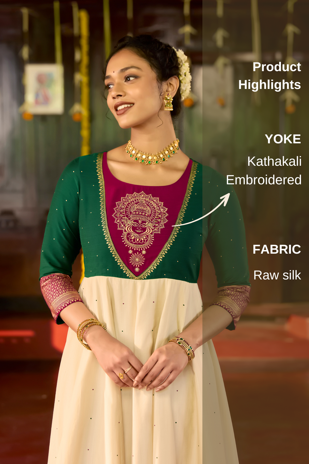 Festive Off White Kathakali Embroidered Anarkali