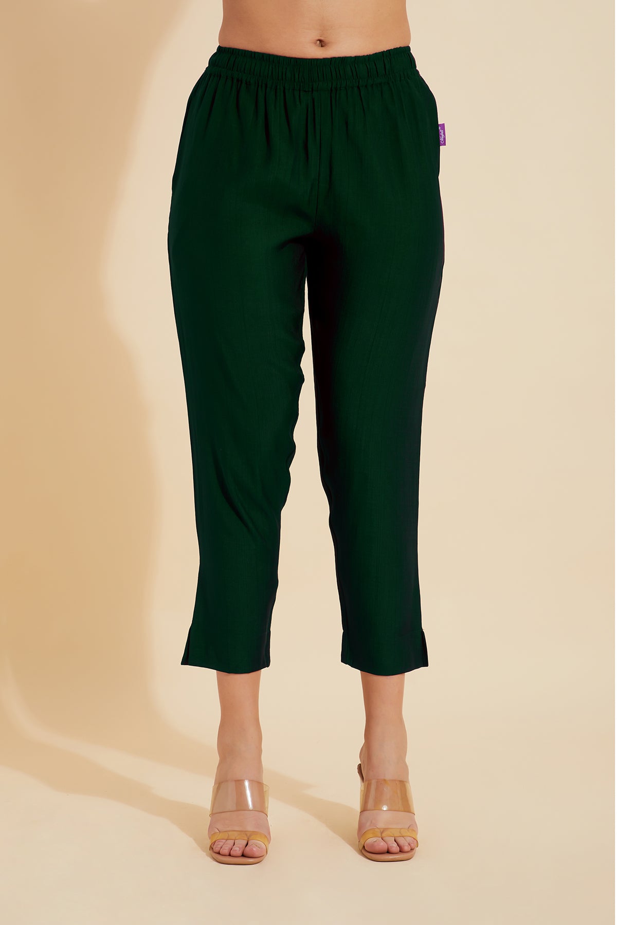 Solid Straight Pant - Green