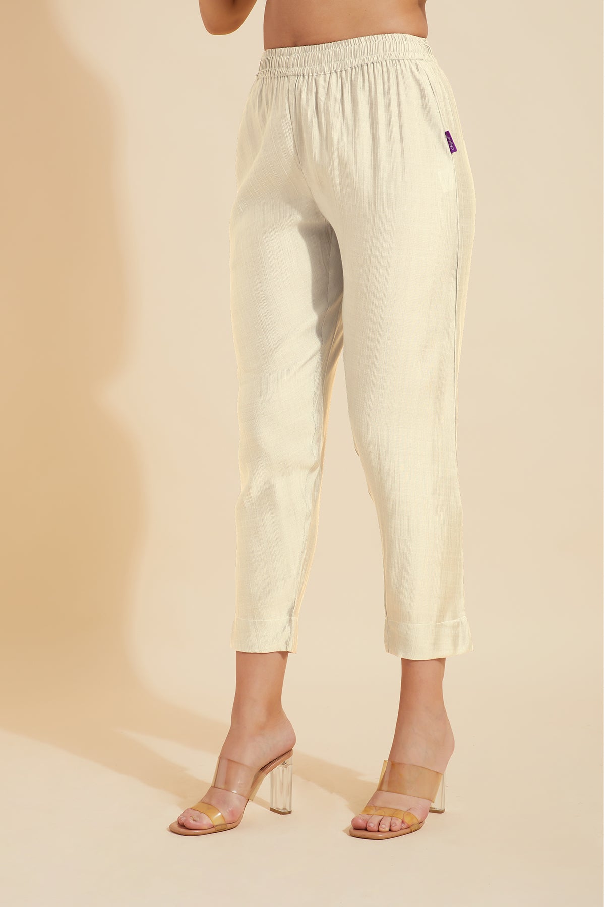 Solid Straight Pant - Beige
