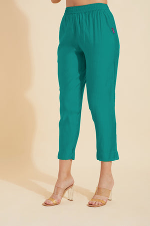 Solid Straight Pant - Turquoise