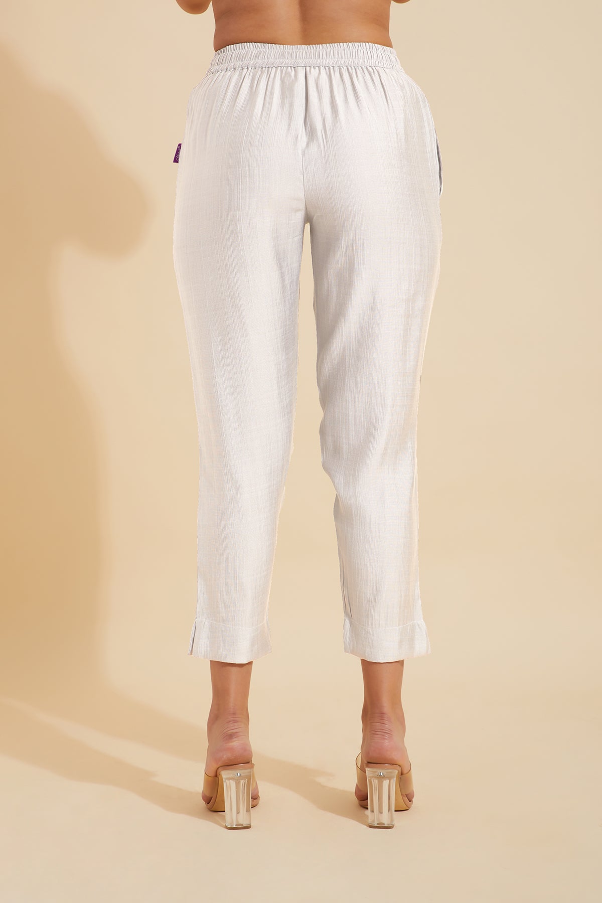 Solid Straight Pant - White