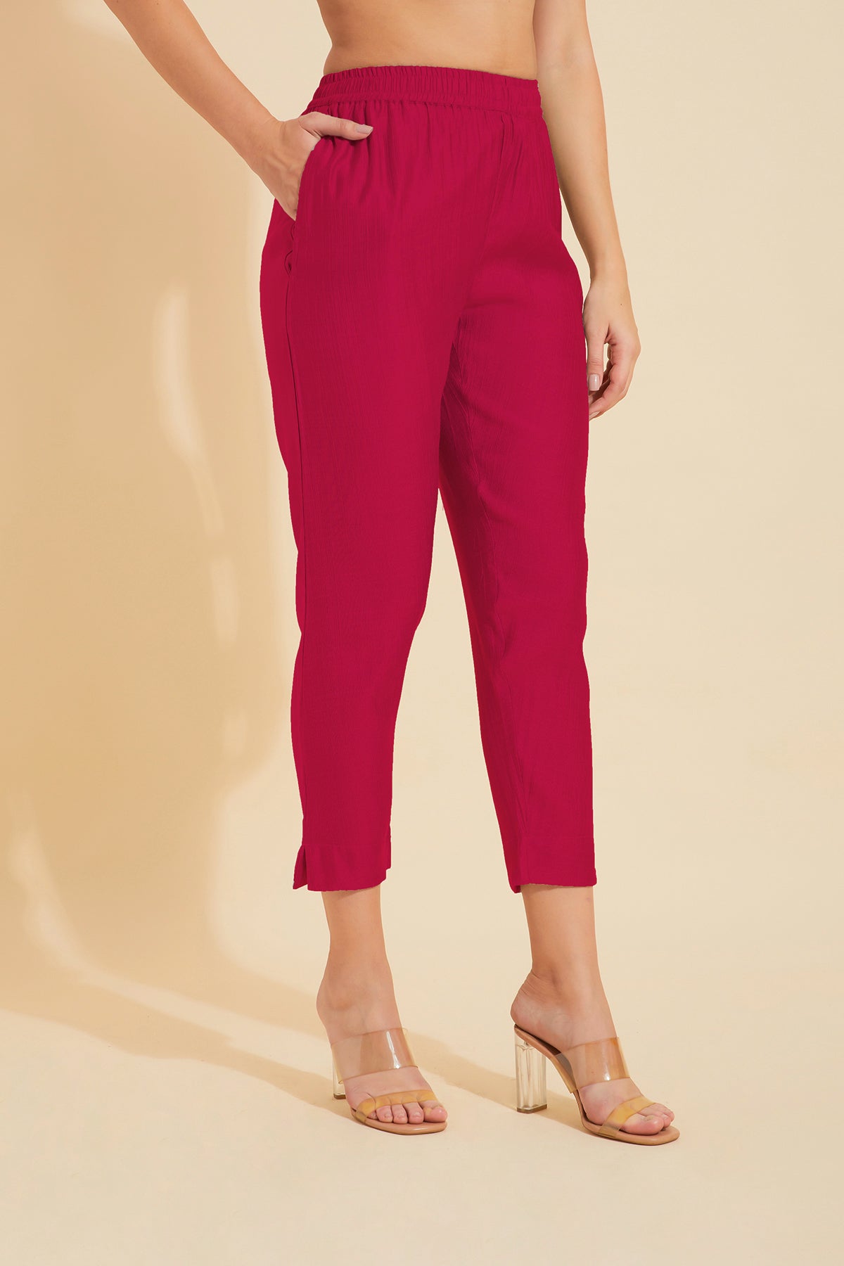 Solid Straight Pant - Pink