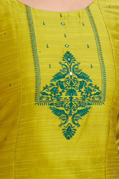 Contemporary Peacock Motif Embroidered kurta - Green