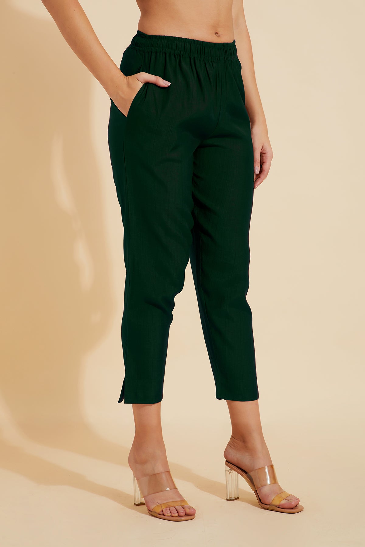 Solid Straight Pant - Green