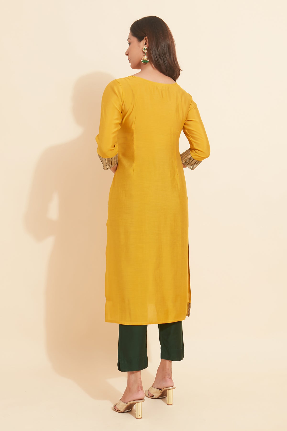 Vanasingaram Embroidered Kurta - Yellow