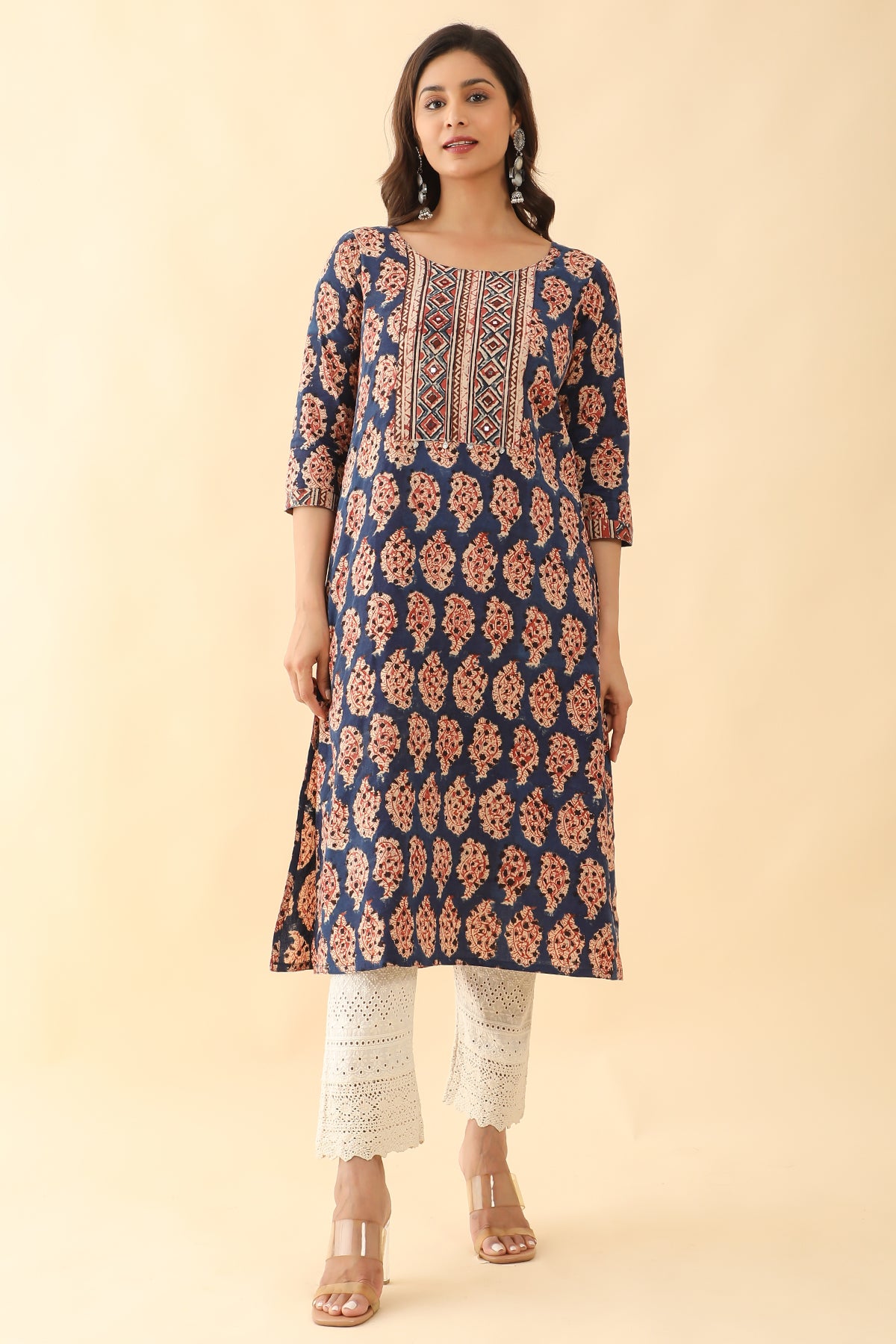 All Over Block Printed Kurta Blue