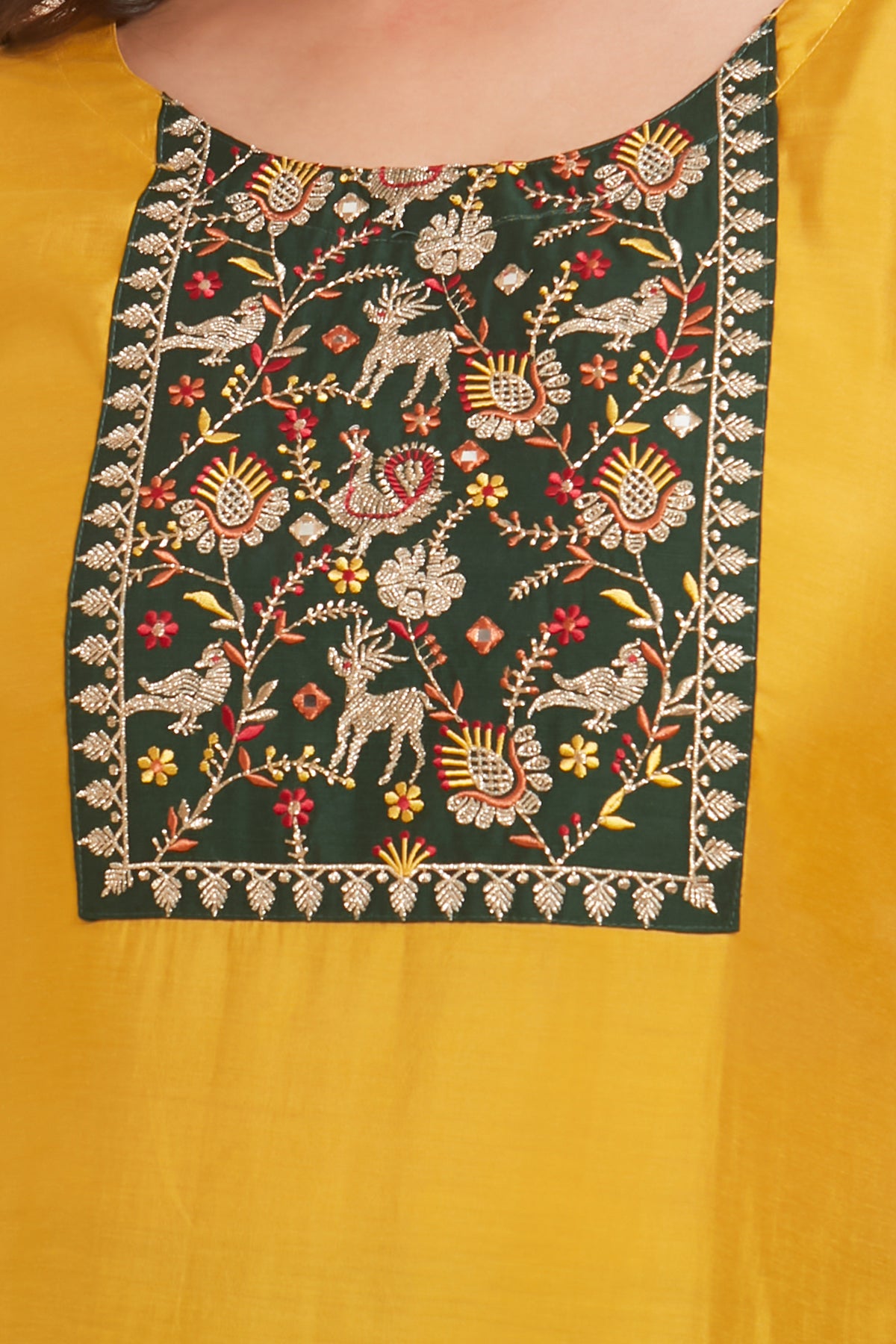 Vanasingaram Embroidered Kurta Yellow