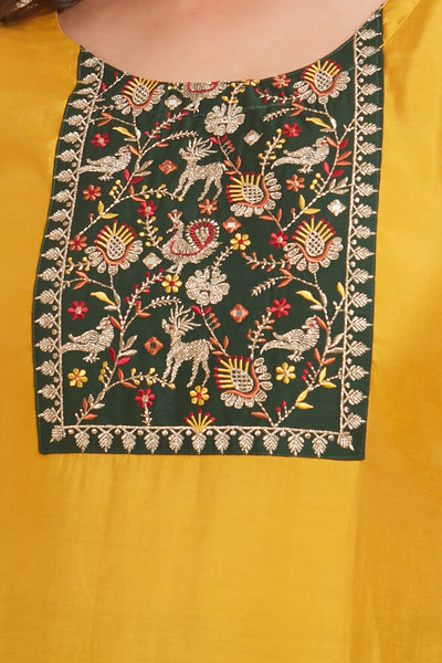 Vanasingaram Embroidered Kurta Yellow
