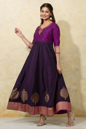 Mandala Printed Festive Anarkali - Purple