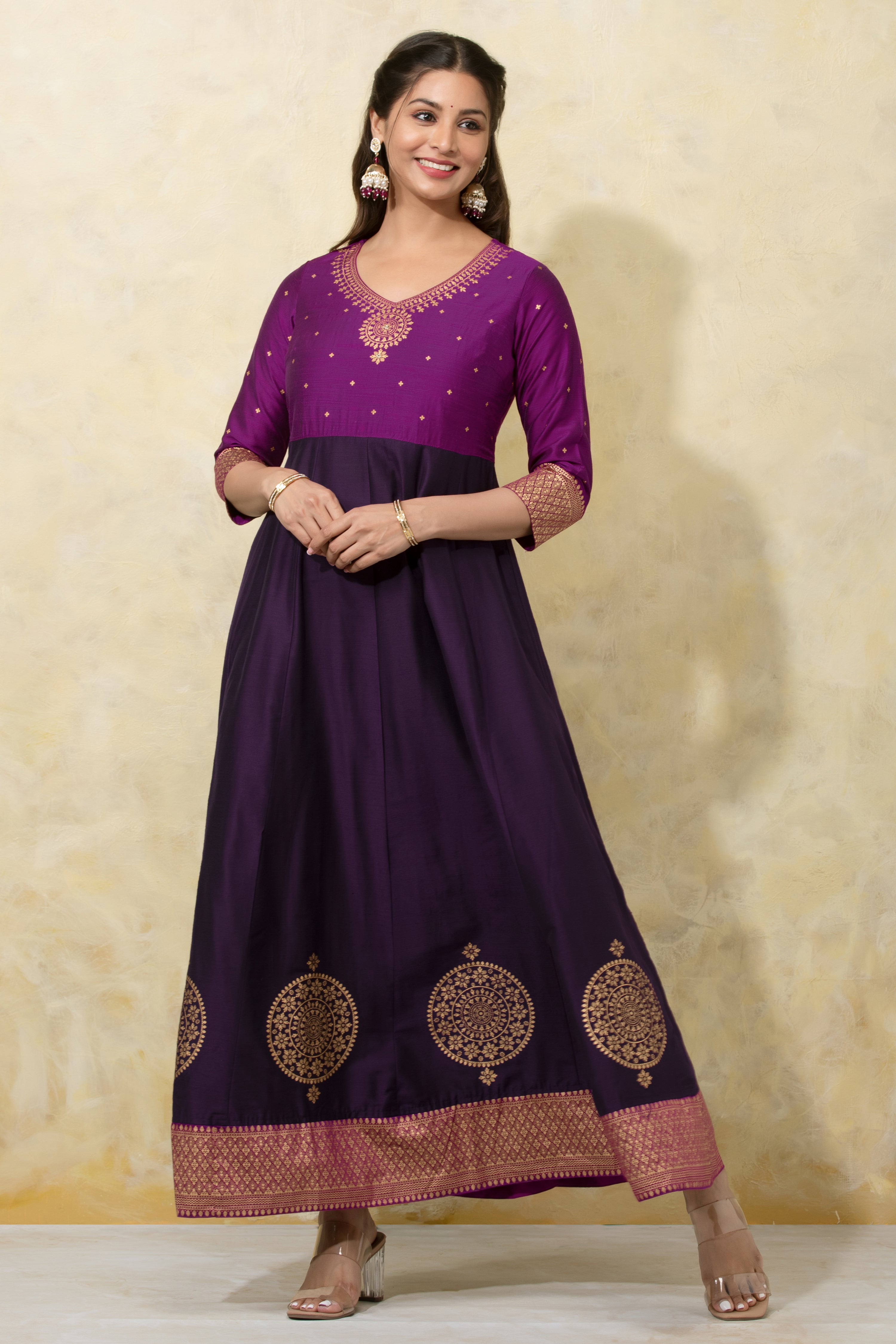 Mandala Printed Festive Anarkali - Purple