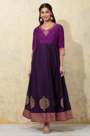 Mandala Printed Festive Anarkali - Purple