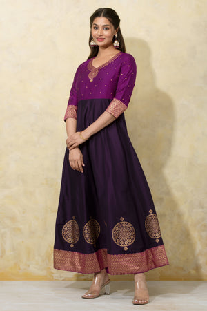 Mandala Printed Festive Anarkali - Purple