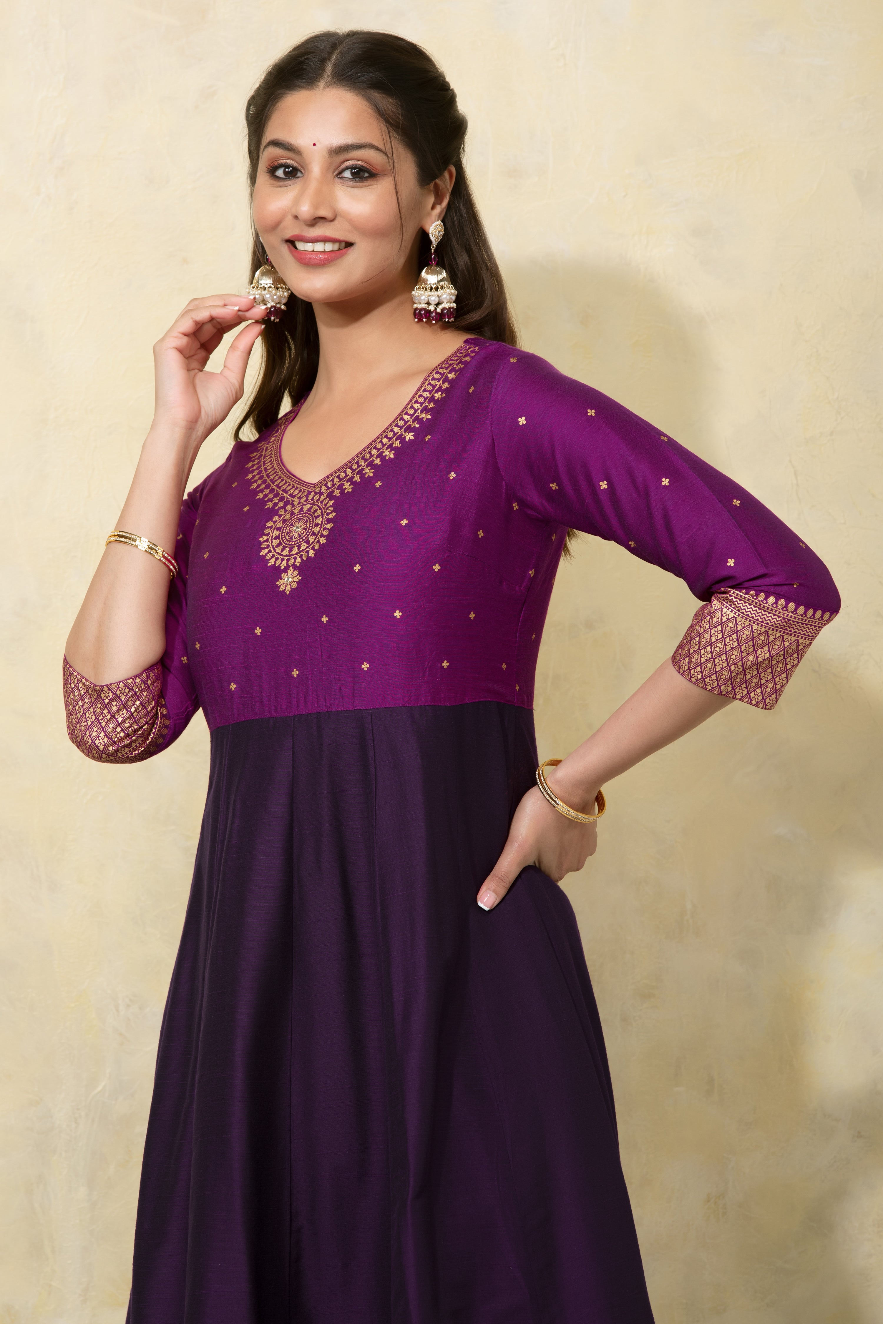 Mandala Printed Festive Anarkali - Purple