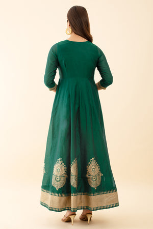 Green Anarkali Printed Embroidered Styles Mandala Border Design