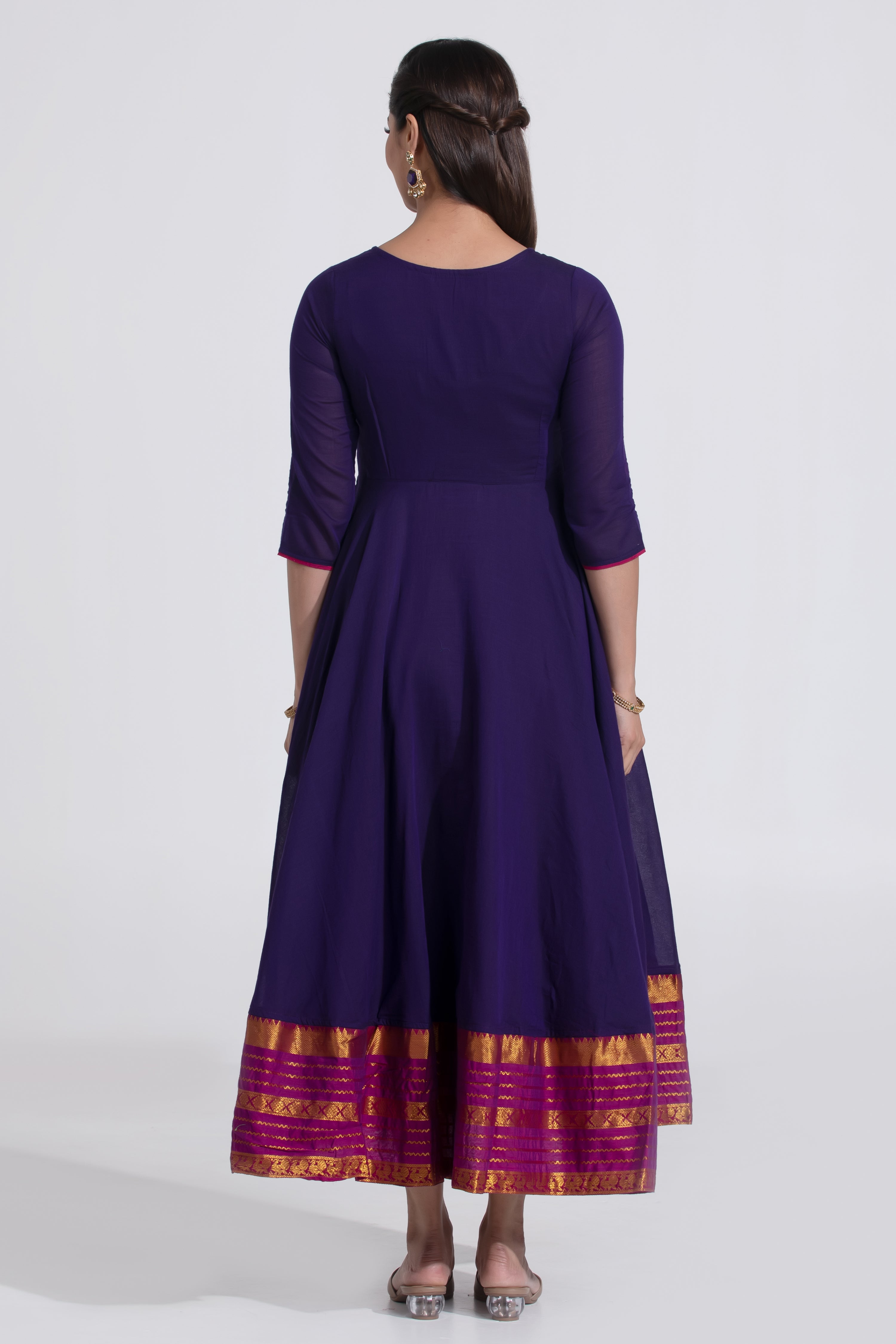 Purple Mangalagiri Cotton Anarkali with Foil Mirror Work Maybell Womens Fashion Purple Mangalagiri Cotton Anarkali with Foil Mirror Work Maybell Womens Fashion