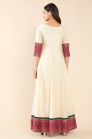 Swarnam Motif Printed Anarkali - Off-White