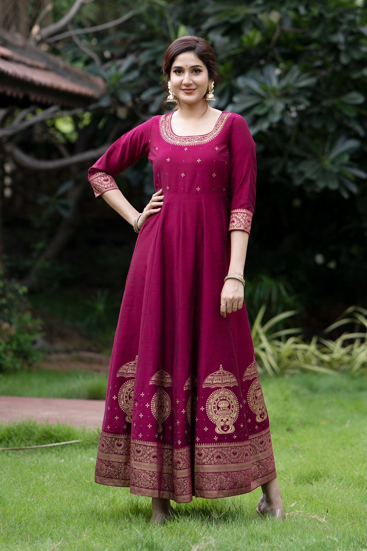 Kathakali Printed Anarkali - Magenta
