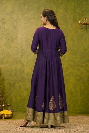 Thilagam Printed Anarkali - Purple