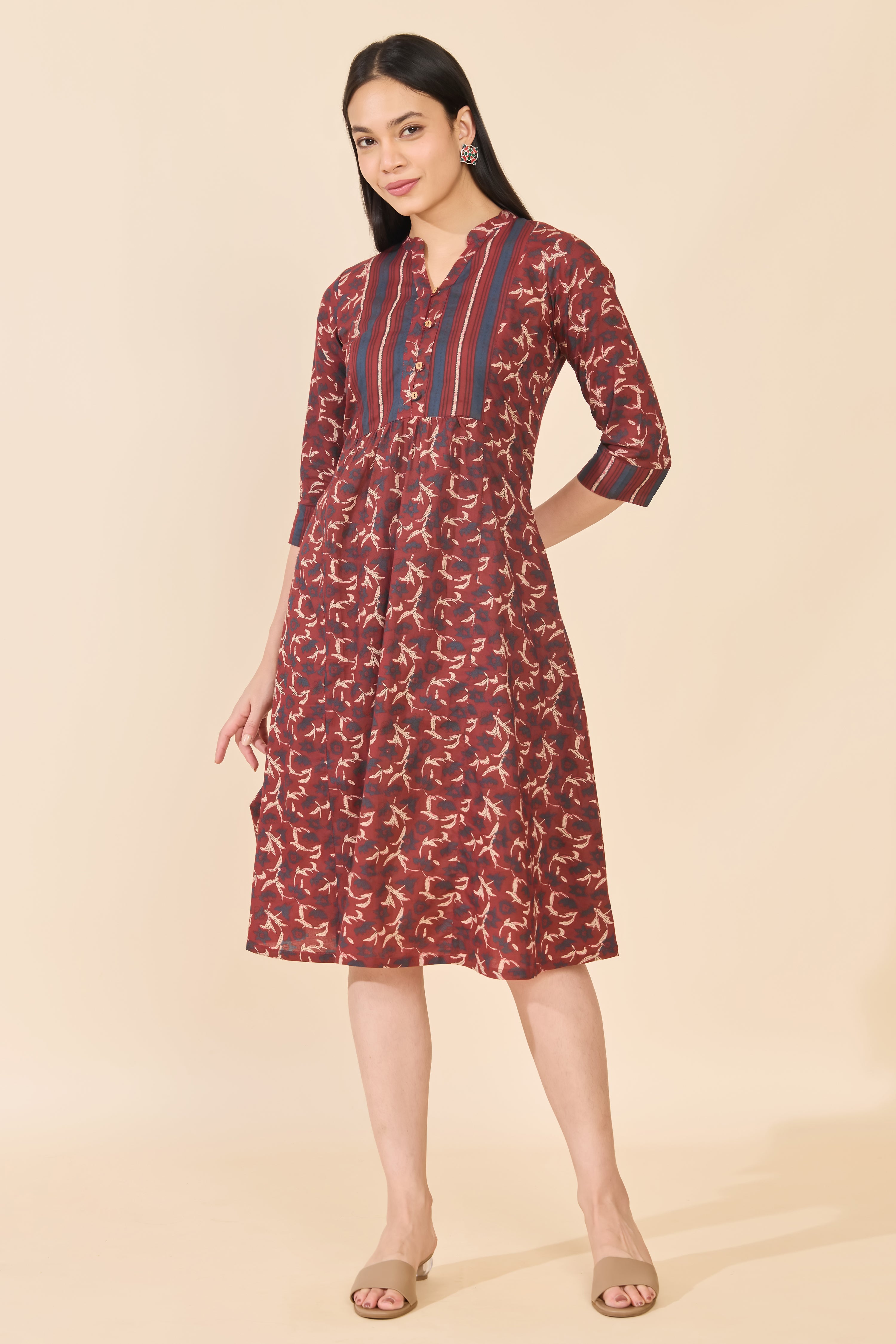 RED AJRAKH COTTON ETHNIC DRESS