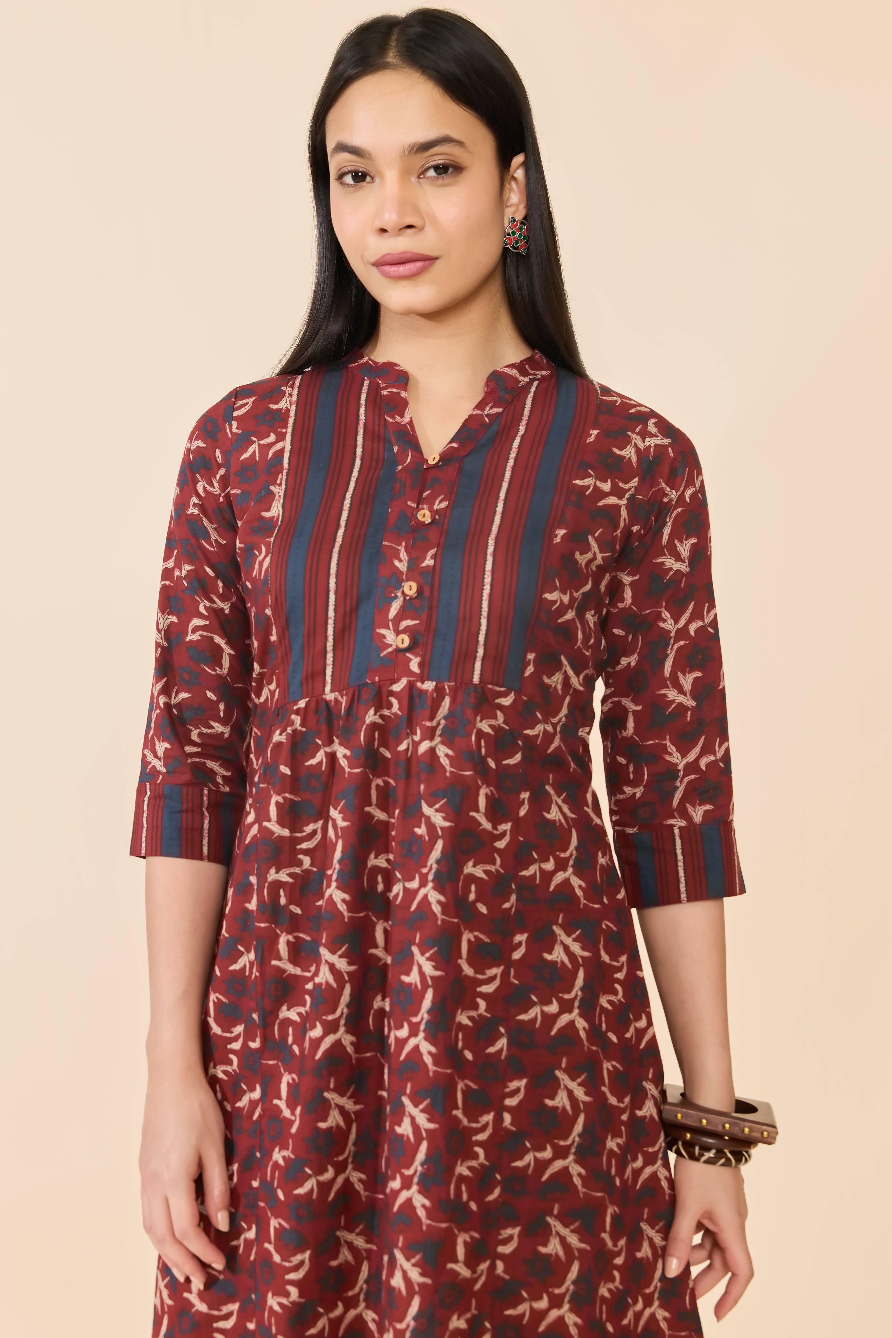 RED AJRAKH COTTON ETHNIC DRESS