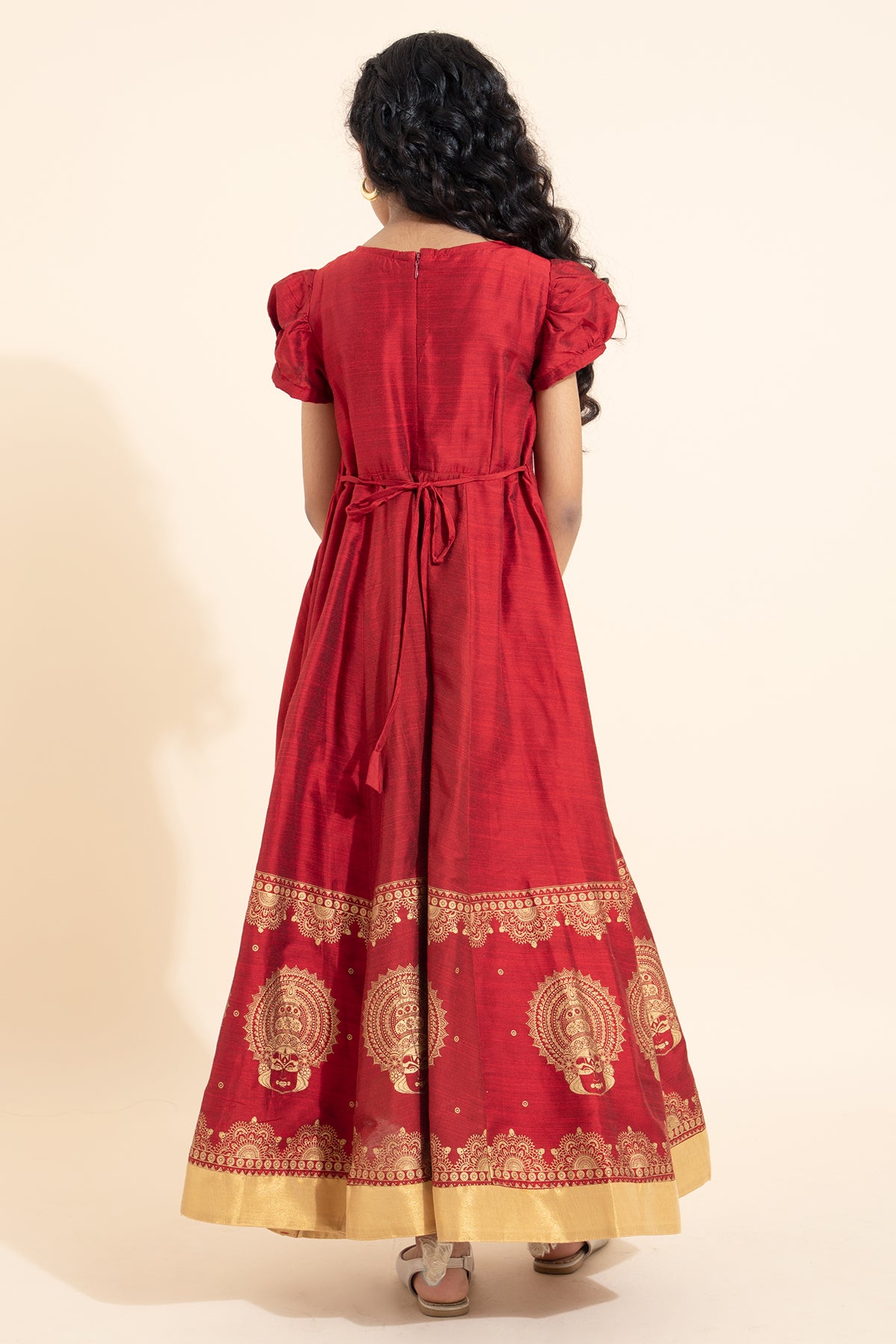 Kathakali Embroidered Kids Anarkali - Red