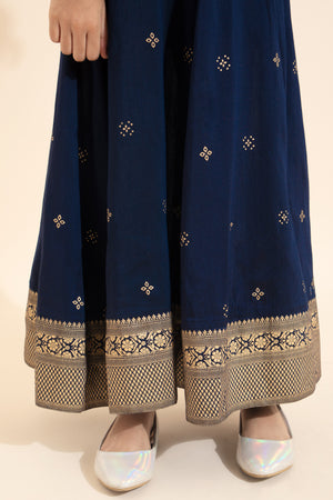 Floral Embroidered Kids Anarkali - Blue
