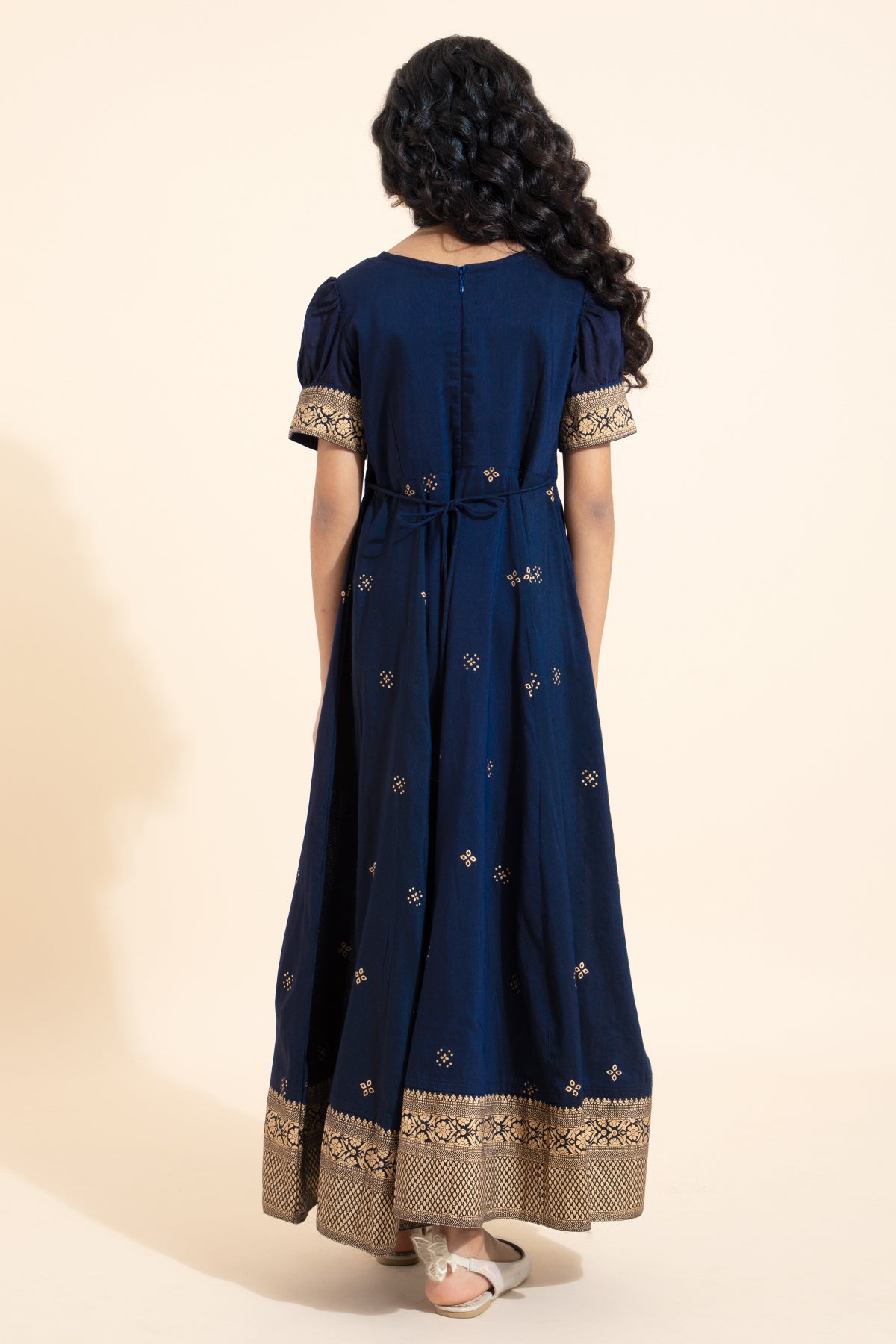 Floral Embroidered Kids Anarkali - Blue
