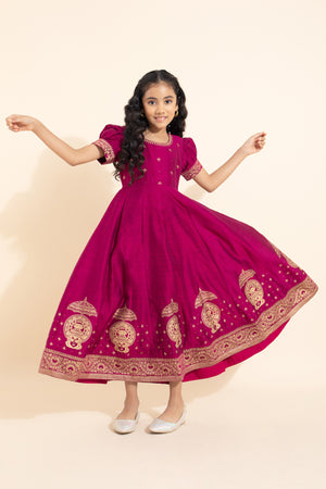 Kathakali Printed Kids Anarkali - Magenta
