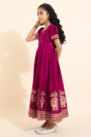 Kathakali Printed Kids Anarkali - Magenta
