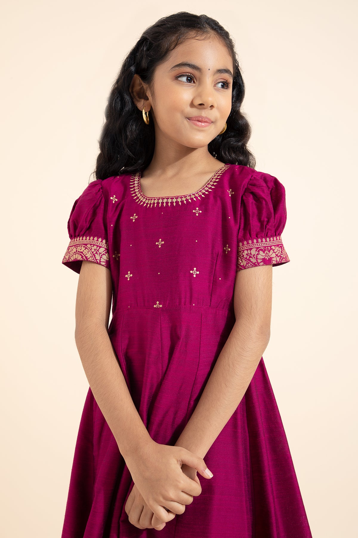 Kathakali Printed Kids Anarkali - Magenta
