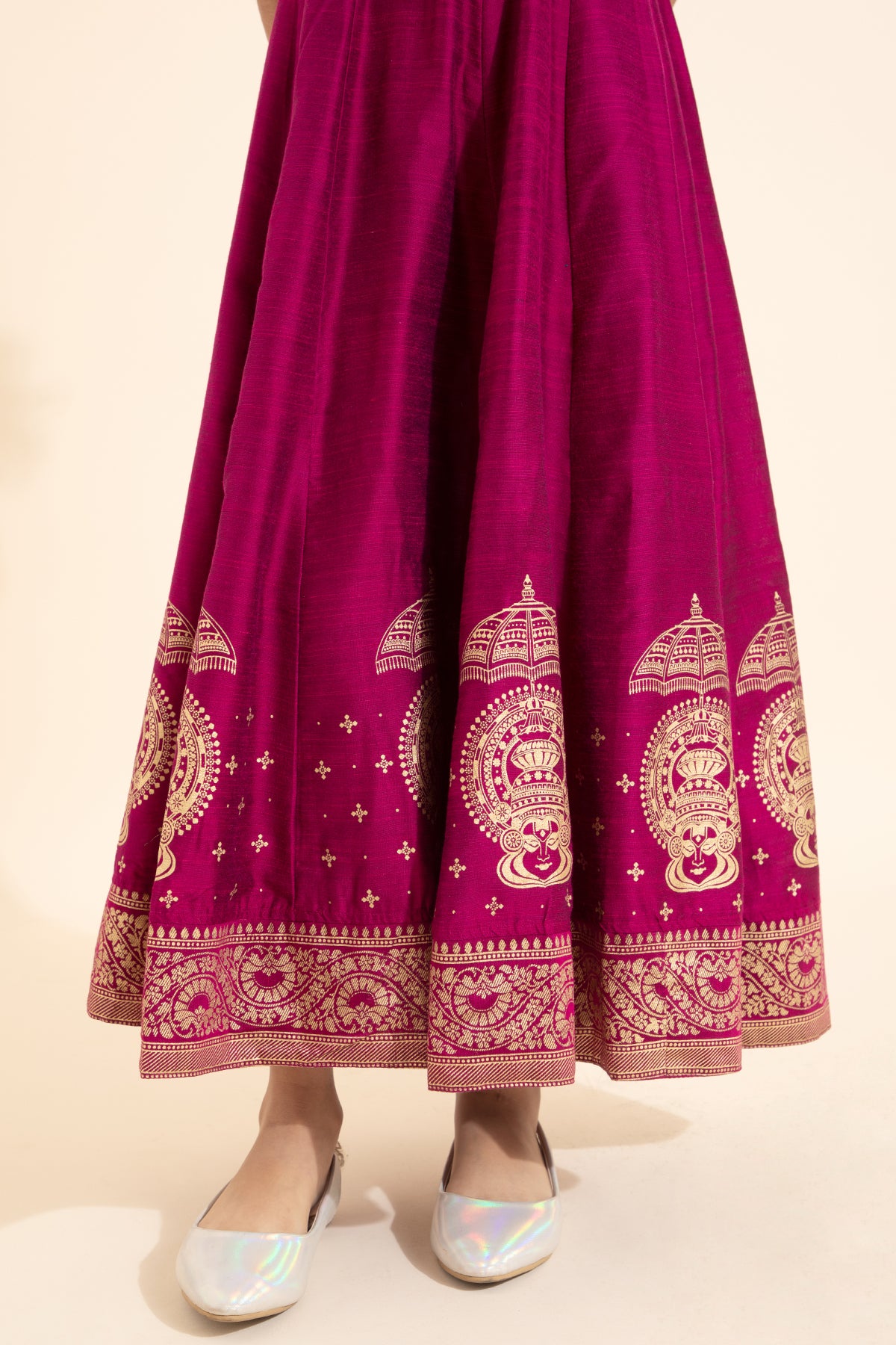 Kathakali Printed Kids Anarkali - Magenta
