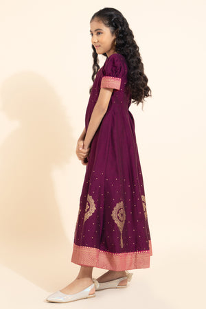 Vaalkannadi Printed Kids Anarkali - Burgundy
