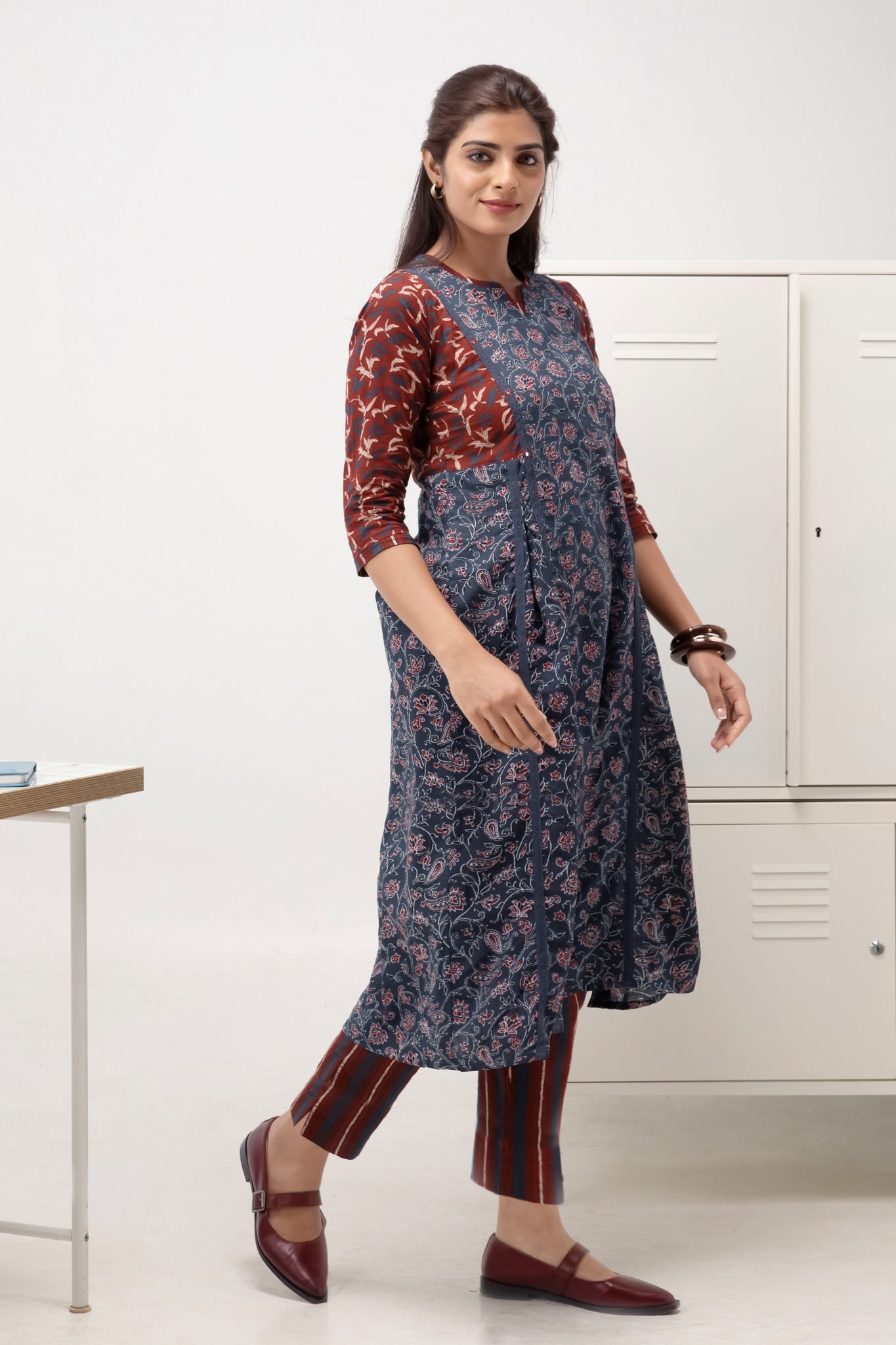 Blue Ajrakh Kurta Pant Set