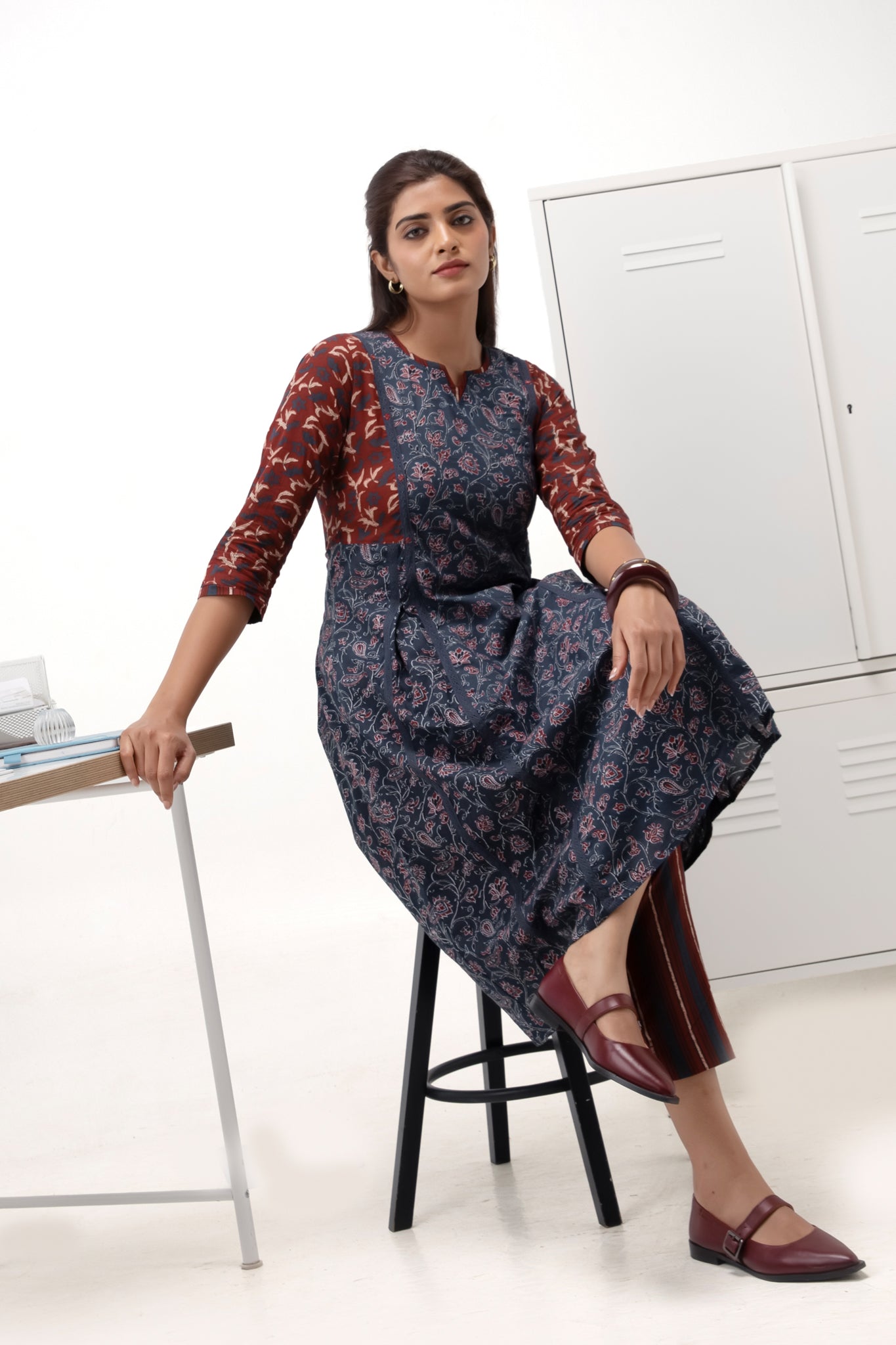 Blue Ajrakh Kurta Pant Set