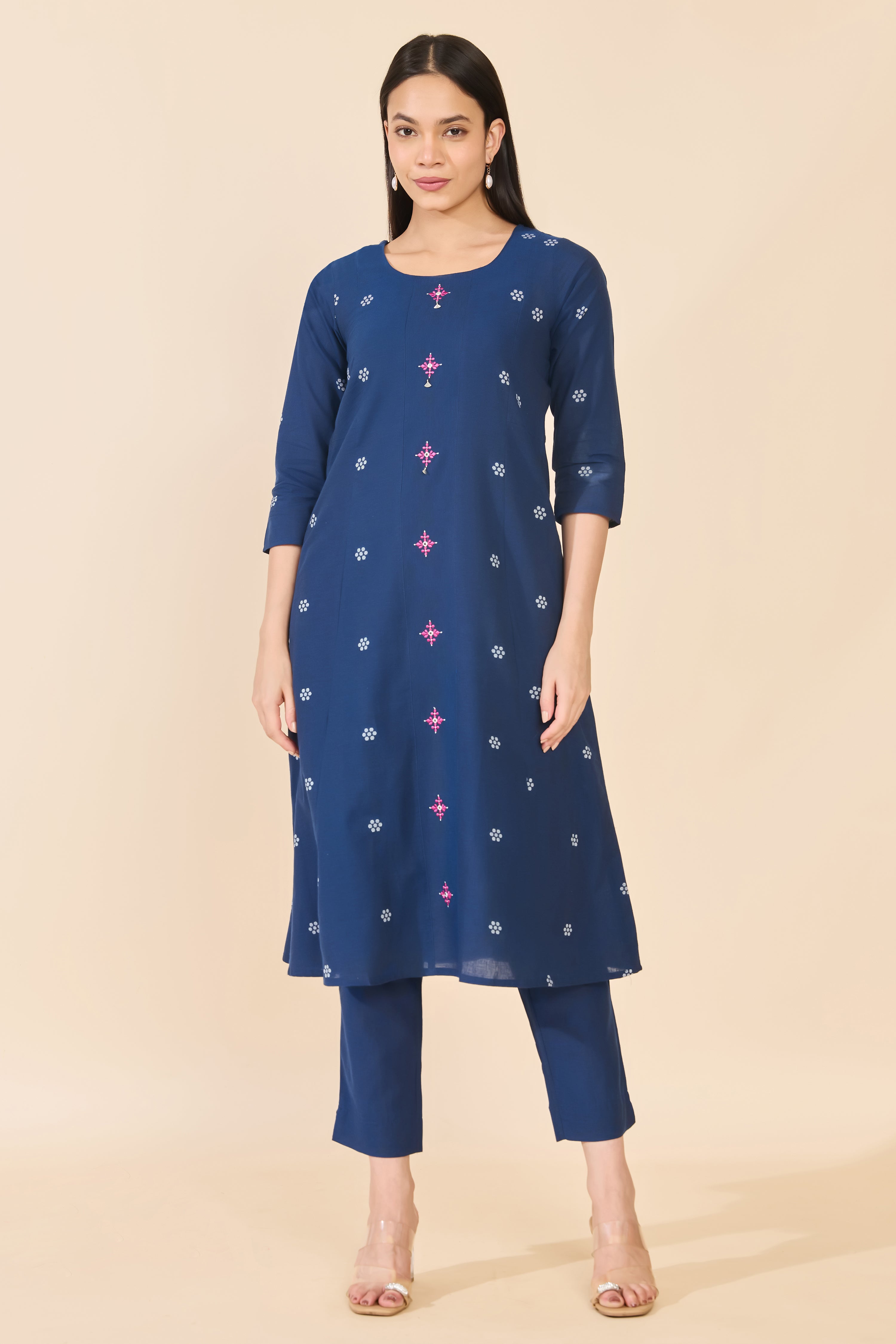 BLUE DOBBY KURTA PANT SET