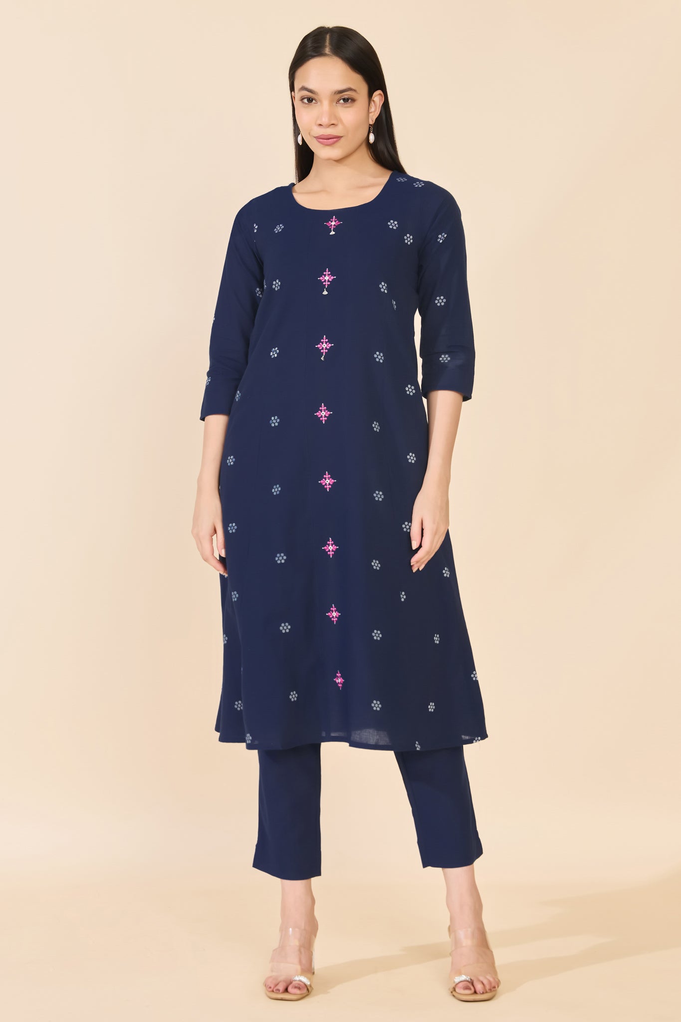 BLUE DOBBY KURTA PANT SET