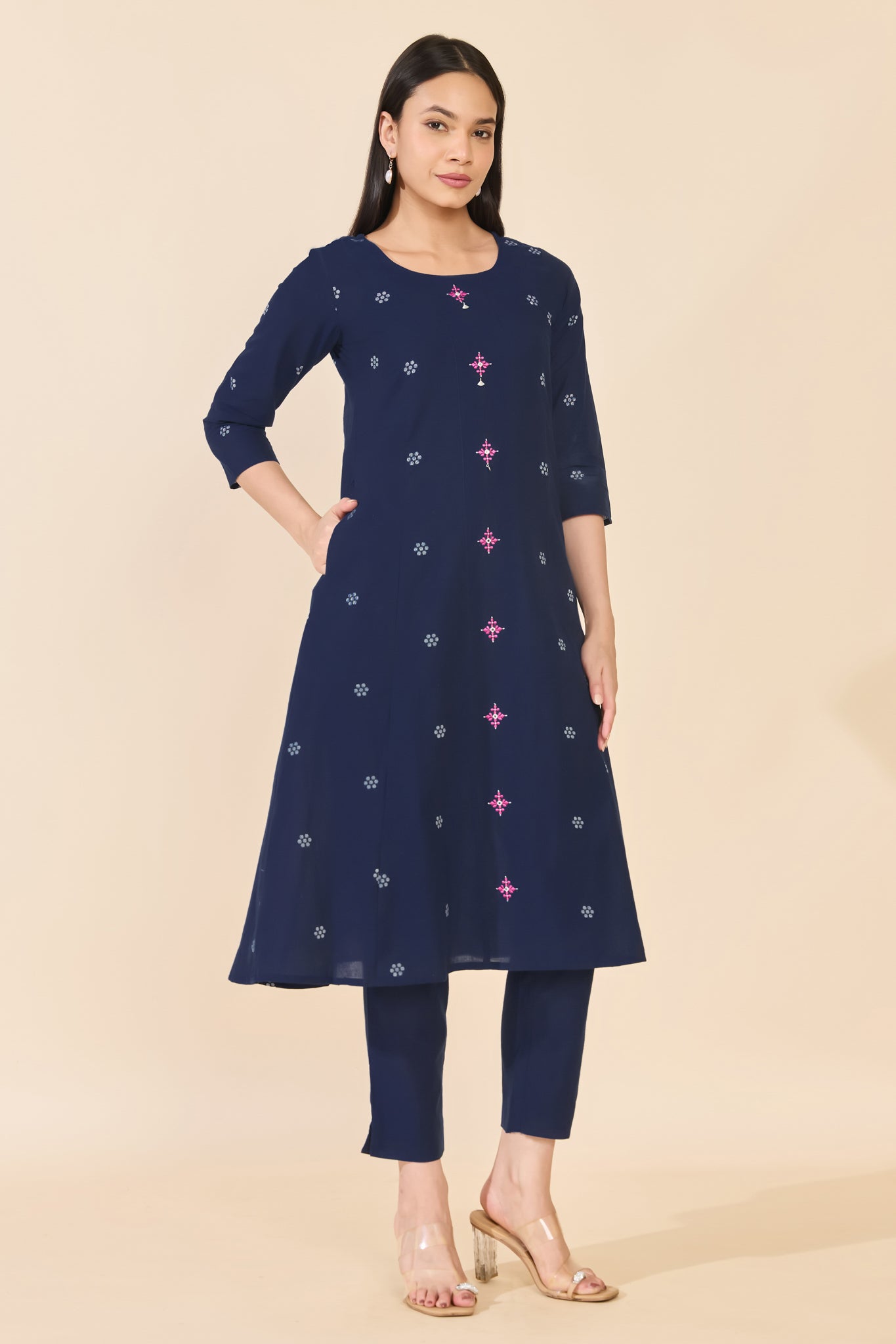 BLUE DOBBY KURTA PANT SET