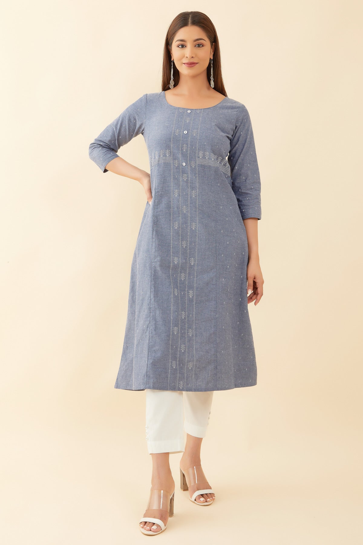 All Over Geometric Print Kurta Blue