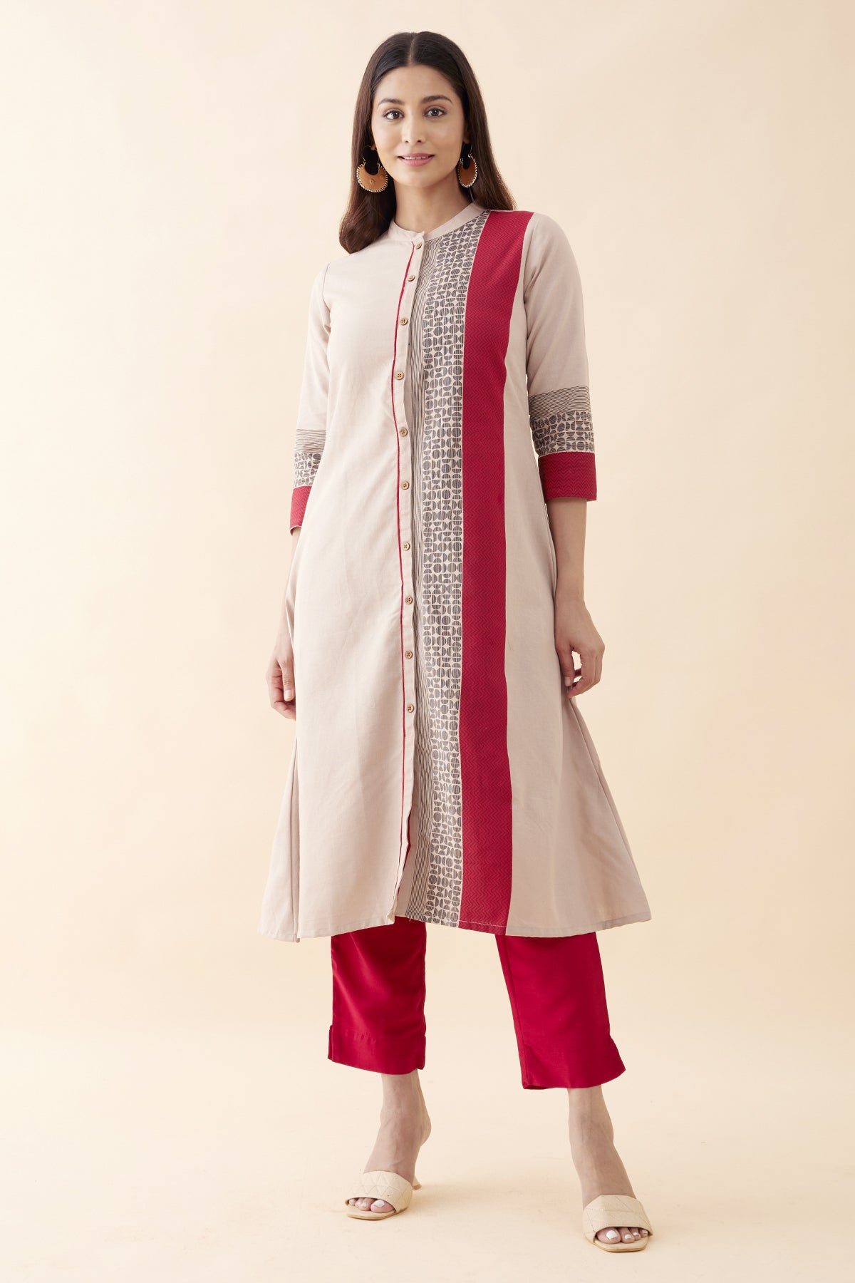 Contemporary Geometric Printed Kurta - Beige