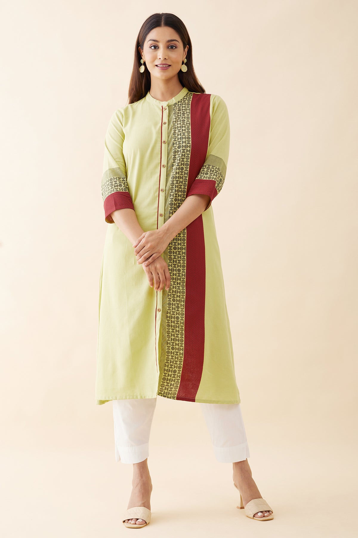 Contemporary Geometric Printed Kurta - Green